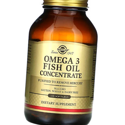 Омега-3 (Риб'ячий жир) Solgar Omega 3 Fish Oil Concentrate 120 капсул, фото 2