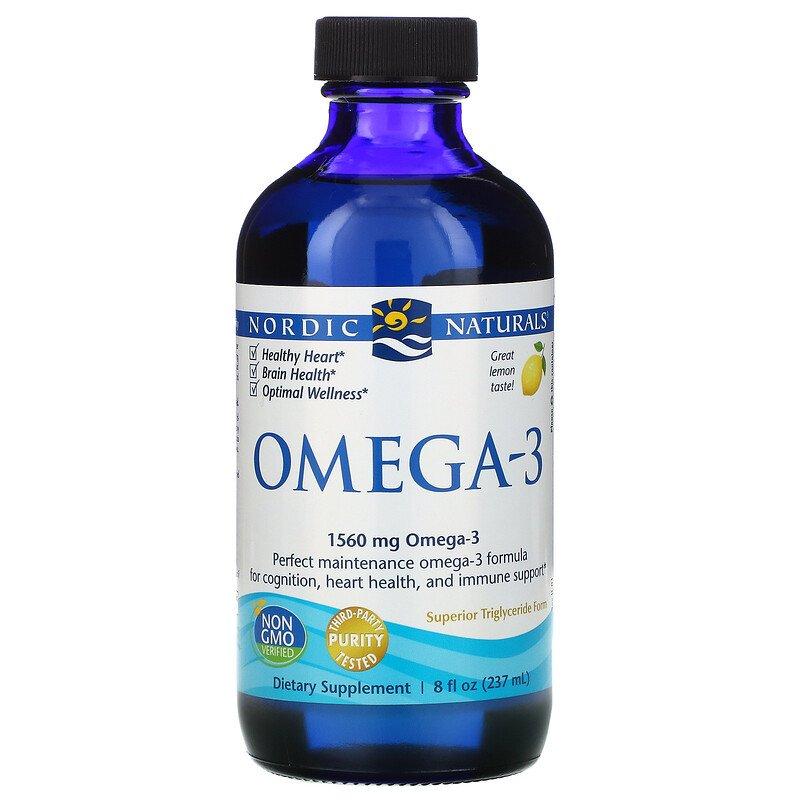 Nordic Naturals, омега-3, лимон, 1560 мг, 237 мл