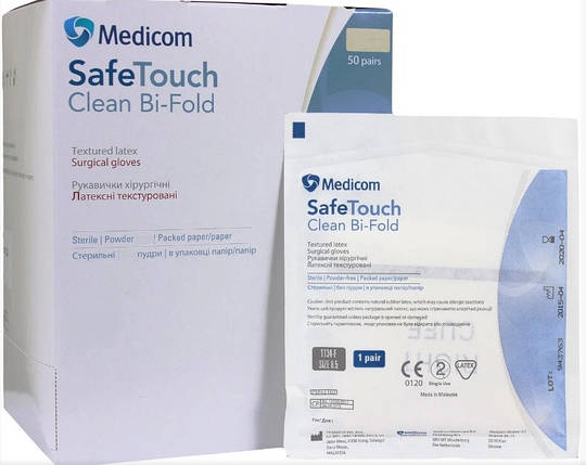 Рукавички латексні припудрені Medicom Clean Bi-Fold Стерильні, фото 3