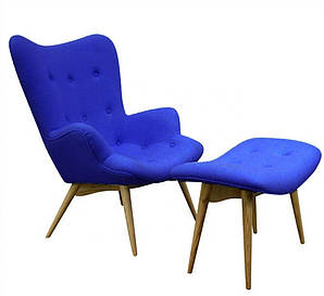 Крісло на ніжках Флорино з табуреткою, отоманкою, всі кольори Синій