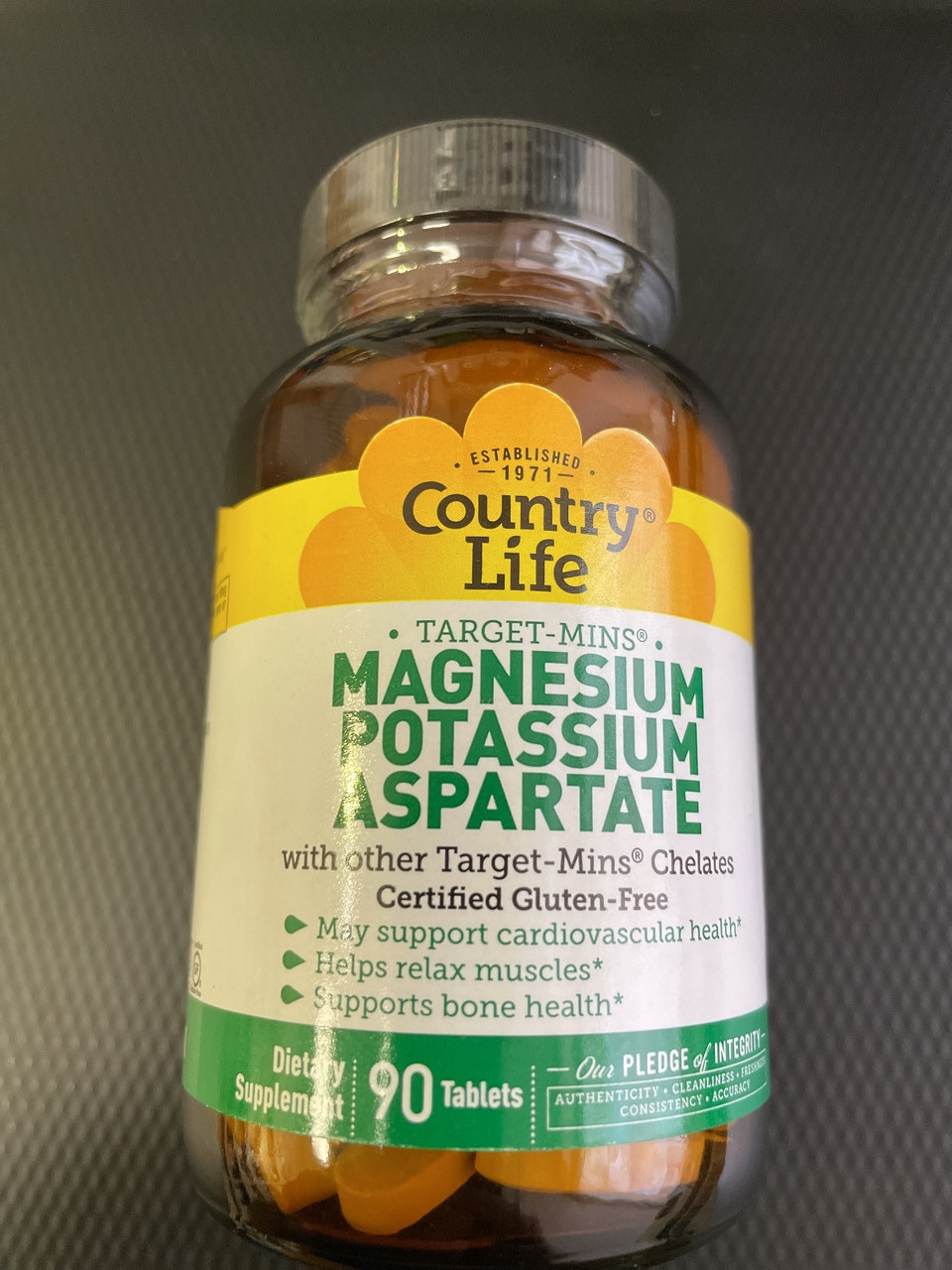 Калій Магній, Country Life, Magnesium & Potassium Aspartate, 90 tab