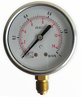Манометр радіальний (гліцериновий) DN 63 G 1/4" 1 bar