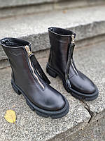 Зручні черевики з натуральної шкіри/лак. Байка чи зима на вибір Код кА-25 колір Чорний, фото 1