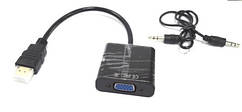 03-00-002. Конвертор HDMI в VGA (штекер HDMI → гніздо VGA + гніздо 3,5 мм), шнур 20см
