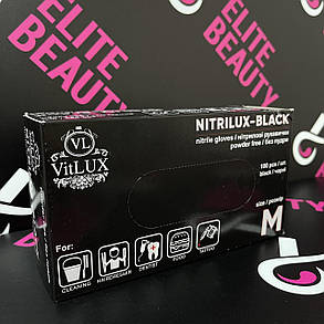 Нітрилові рукавички для салону краси VitLux black S-L 100шт, фото 2