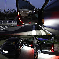 Подсветка дверей динамическая, LED подсветка дверей автомобиля ( 2 ленты по 1,2м) Красно-Белая