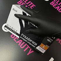 Нітрилові рукавички чорні медичні неопудрені Med Touch S,M,L 100шт/уп, фото 4