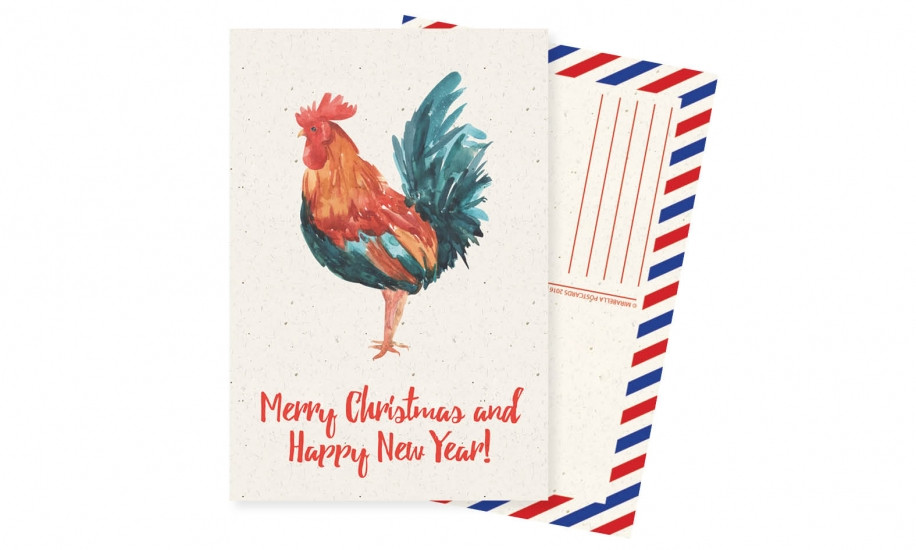 Листівка Marry Christmas and Happy New Year Півень