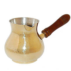 Велика турка для варіння кави (об’єм 550 мл) Латунь - кавова турка з латуні з дерев’яною ручкою.