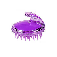 Силіконова масажна щітка для шампуновання та догляду за волоссям Темно бузковий