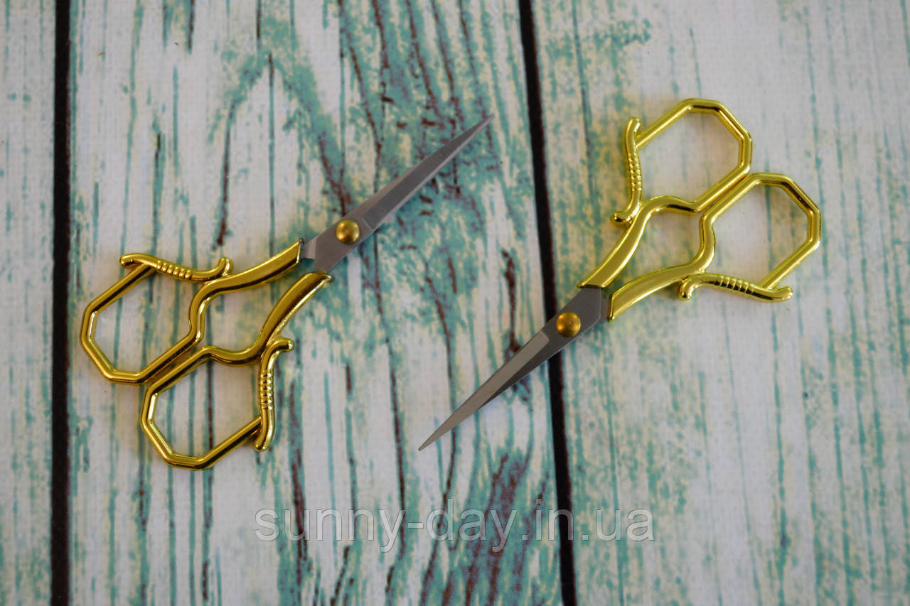 Ножиці для рукоділля колір ручок - золото, фото 1
