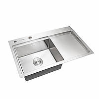 Кухонна мийка Platinum Handmade 7843 L з дозатором сталь 3.0/0.8