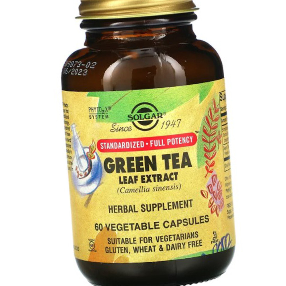 Екстракт листя зеленого чаю Solgar Green Tea Leaf Extract 60 капсул веган