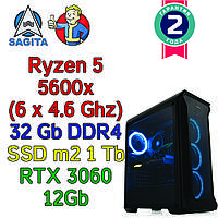 Ігровий комп'ютер Ryzen 5 5600X + X570 + 32Gb + 3060 12Gb + SSD 1Tb + 750W, фото 1