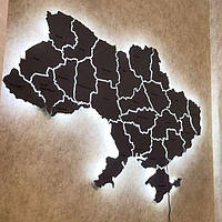 Карта Украины 3D на стену из оргстекла/пластика с подсветкой по областям (холодная/теплая)