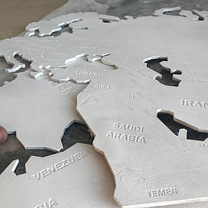 Дерев'яна карта Світу однорівнева на стіну з LED підсвічуванням (холодна/тепла)