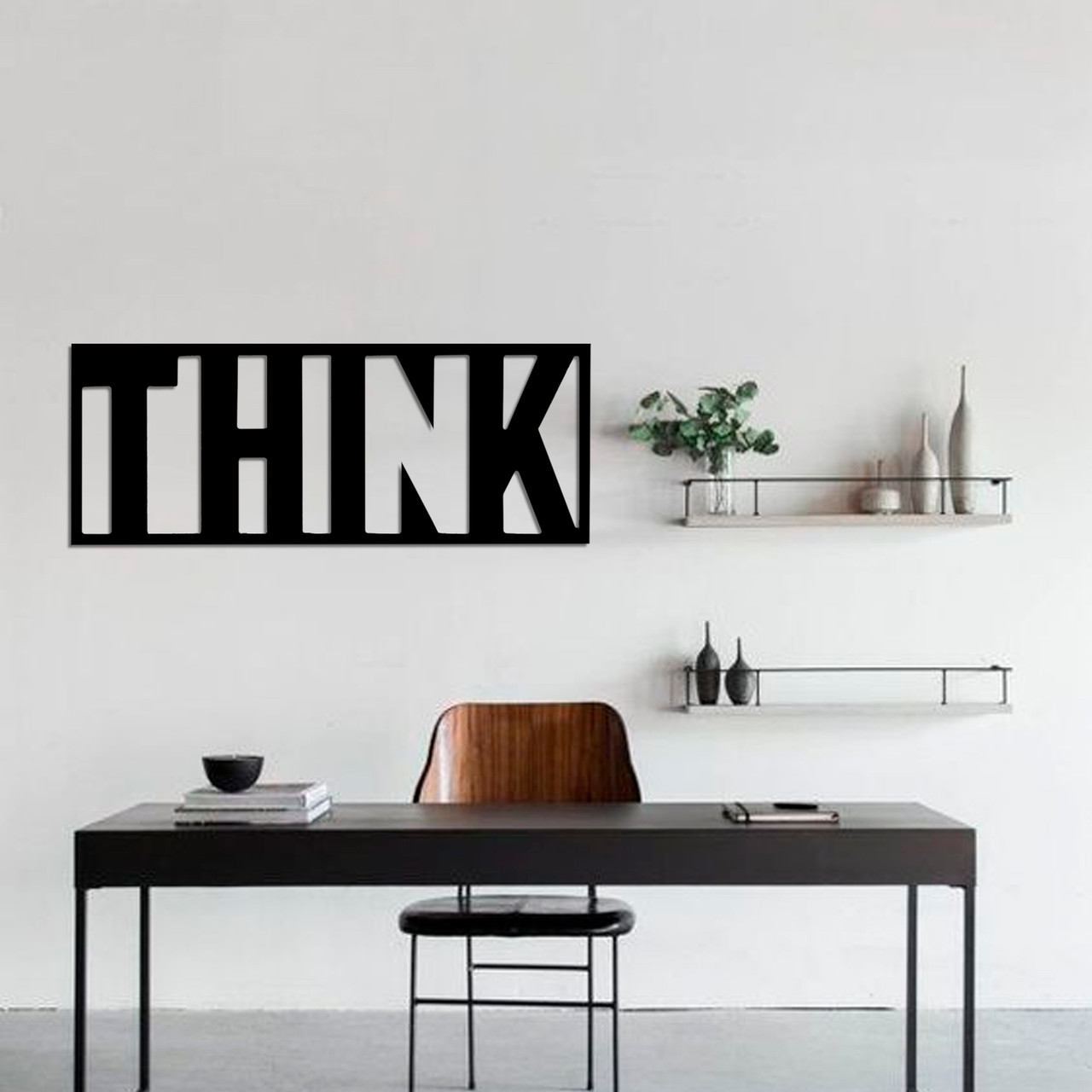 Картина панно з дерева на стіну Think