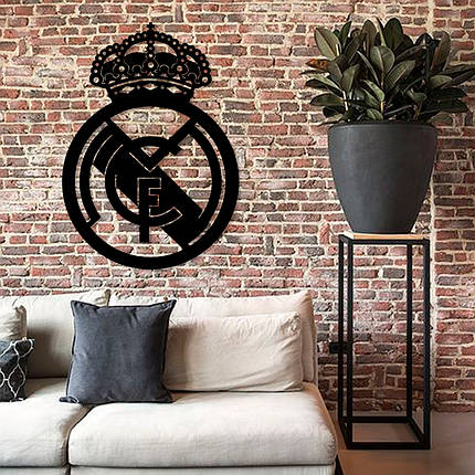 Картина панно з дерева на стіну герб Real Madrid FC, фото 1