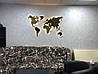 Різнобарвна дерев'яна карта Світу однорівнева на стіну з LED підсвічуванням (холодна/тепла), фото 7
