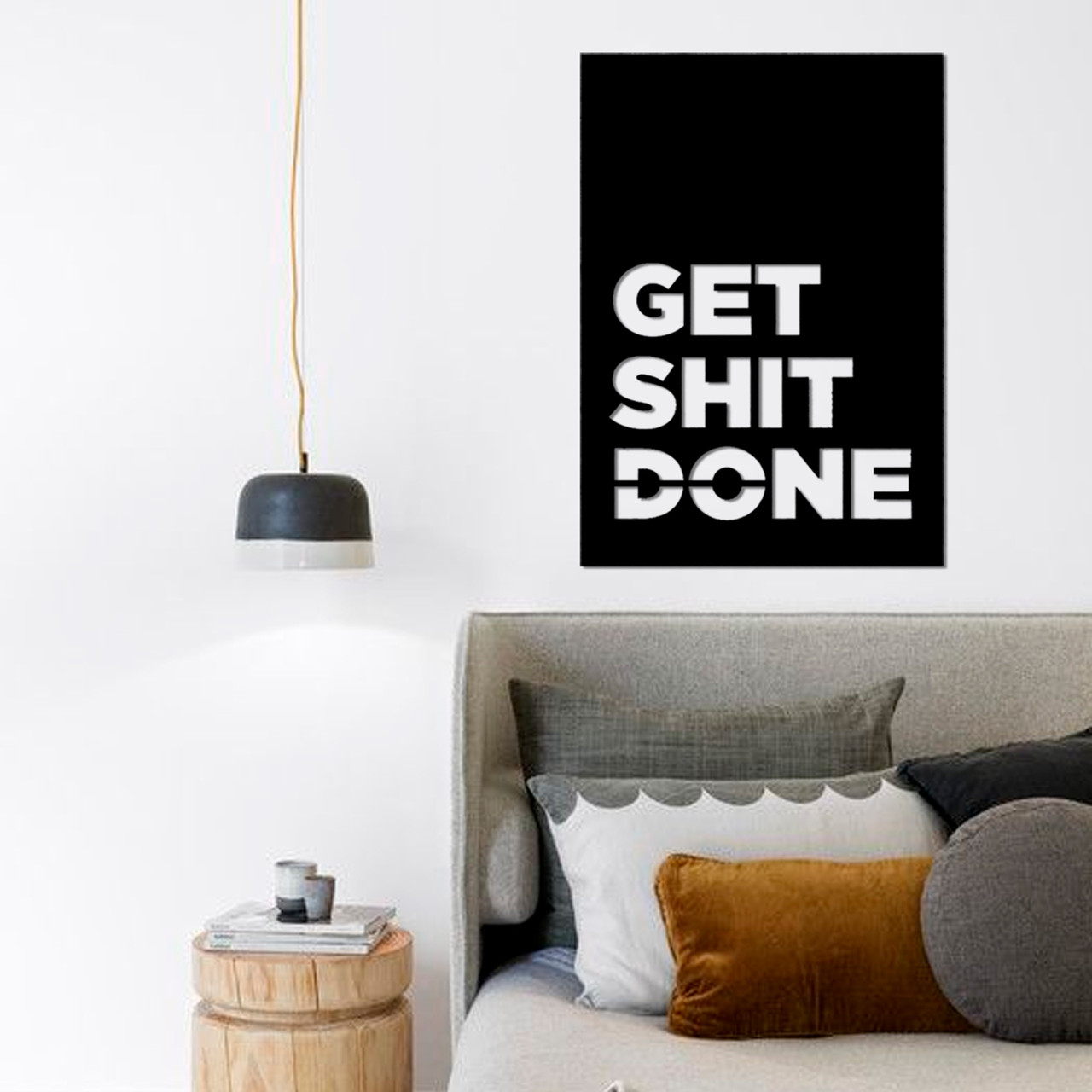 Картина панно з дерева на стіну Get Shit Done