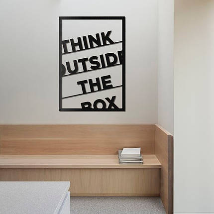 Картина панно з дерева на стіну Think Outside The Box, фото 1
