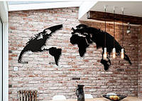 Деревянная карта Мира овальная на стену с LED подсветкой (холодная/теплая)