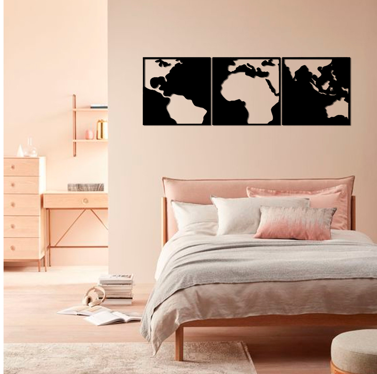 Картина панно з дерева на стіну композиція Square Maps