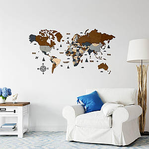 3D карта світу в сірих і коричневих кольорах