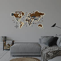 3D LED карта світу в сірому та коричневому кольорах, фото 6
