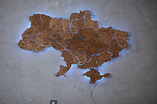 Дерев'яна карта України з підсвічуванням 3Д, фото 5