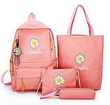 Комплект 4 в 1. Крутий рожевий рюкзак. Жіночий портфель пудра. Рожева сумка-шопер. ДР09, фото 3