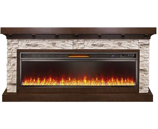 Лінійний каминокомплект Fireplace Бухарест Темний дуб ефект живого полум'я зі звуком і обігрівом