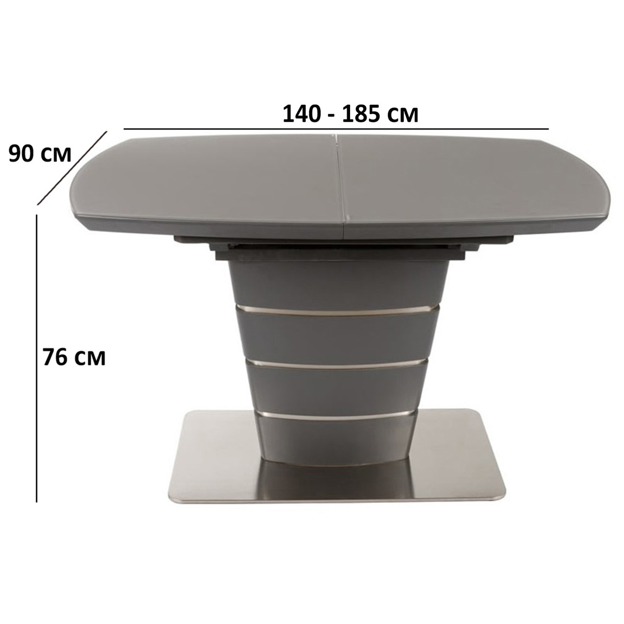 Розкладний стіл Nicolas Atlanta 140-185х90см графіт матовий зі скляним покриттям на одній ніжці