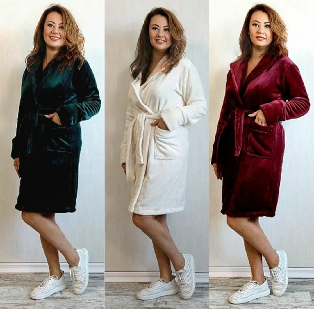Жіночий махровий халат короткий-на запах