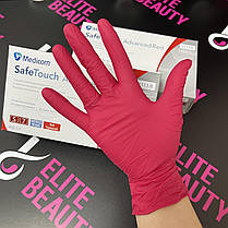 Рукавиці нітрилові текстуровані Medicom S-L 100 шт/уп Червоні, фото 3