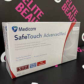 Нітрилові рукавички для прибирання будинку Medicom червоні S,M,L 100шт/уп