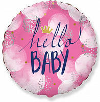 Фольгована кулька коло "Hello baby"  дівчинка 18" Flexmetal