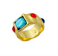 Кольцо Женское Мужское City-A Цвет Золотое Массивное Размер 17.5 с камнями Ретро Перстень №3275