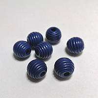 Деревянные бусины круглые 14 мм синие для рукоделия