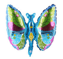 Фольгована міні-куля "Метелик блакитний" 42х28 см (Китай)