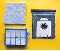 Комплект фильтров для пылесосов Philips. Комплект с многоразовым мешком и ТОНКИМ моторным фильтром