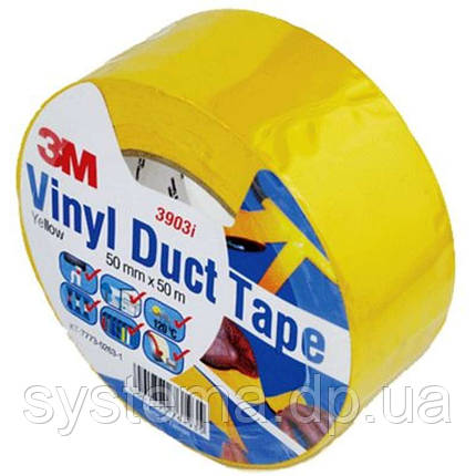 3М™ 3903i Спеціальна клейка стрічка (Scotch) VINYL DUCT TAPE (скотч), 50х0,13 мм, рулон 50 м, жовтий, фото 1