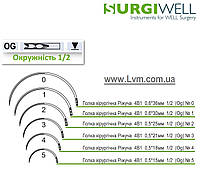 Игла хирургическая шовная Режущая 4В1 0,5*18мм Og №4, окружность 1/2 (уп/12шт) SURGIWELOMED (Пакистан)