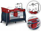 Дитяче ліжечко-манеж Lionelo Thomi Red Burgundy Blue, легке, складне, з пеленальним столиком і двома рівнями дна, фото 6