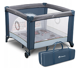 Манеж Lionelo Sofie Blue Navy з безпечною системою складання та бічним входом на блискавці