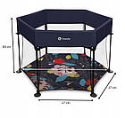 Манеж Lionelo Roel BLUE NAVY, шестигранна форма, розміри 118 х 118 х 83 см, система LockGuard, фото 2
