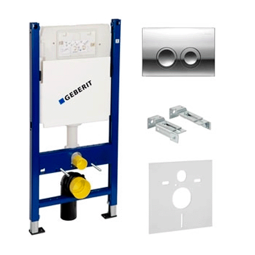 Інсталяція для підвісного унітаза Geberit Duofix 458.121.21.1 + клавіша Delta + кріплення + звукоізоляція