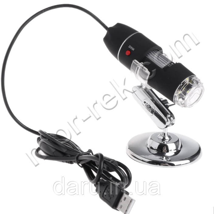 Цифровий USB мікроскоп Magnifier SuperZoom 0-1600X з LED підсвічуванням