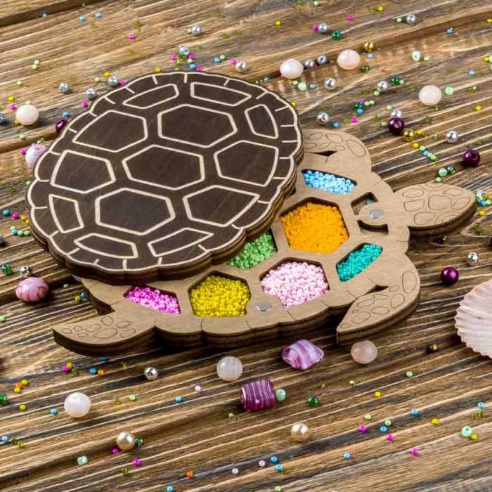 Органайзер для бісеру з дерев'яною кришкою   FLZB-118