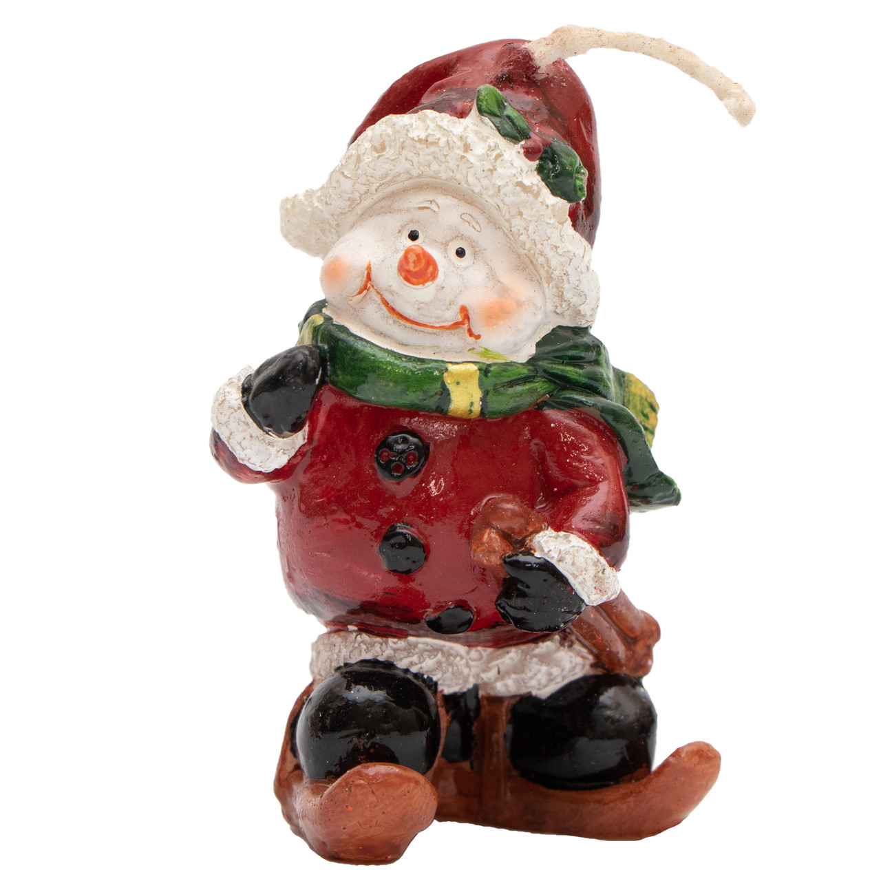 Свічка - Сніговик на лижах, 6 см, білий з червоним, парафін (790234-4), фото 1